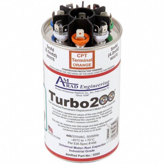 GLOBAL, Round, 370/440V AC, Motor Run Capacitor - 2ELT2|Turbo 200