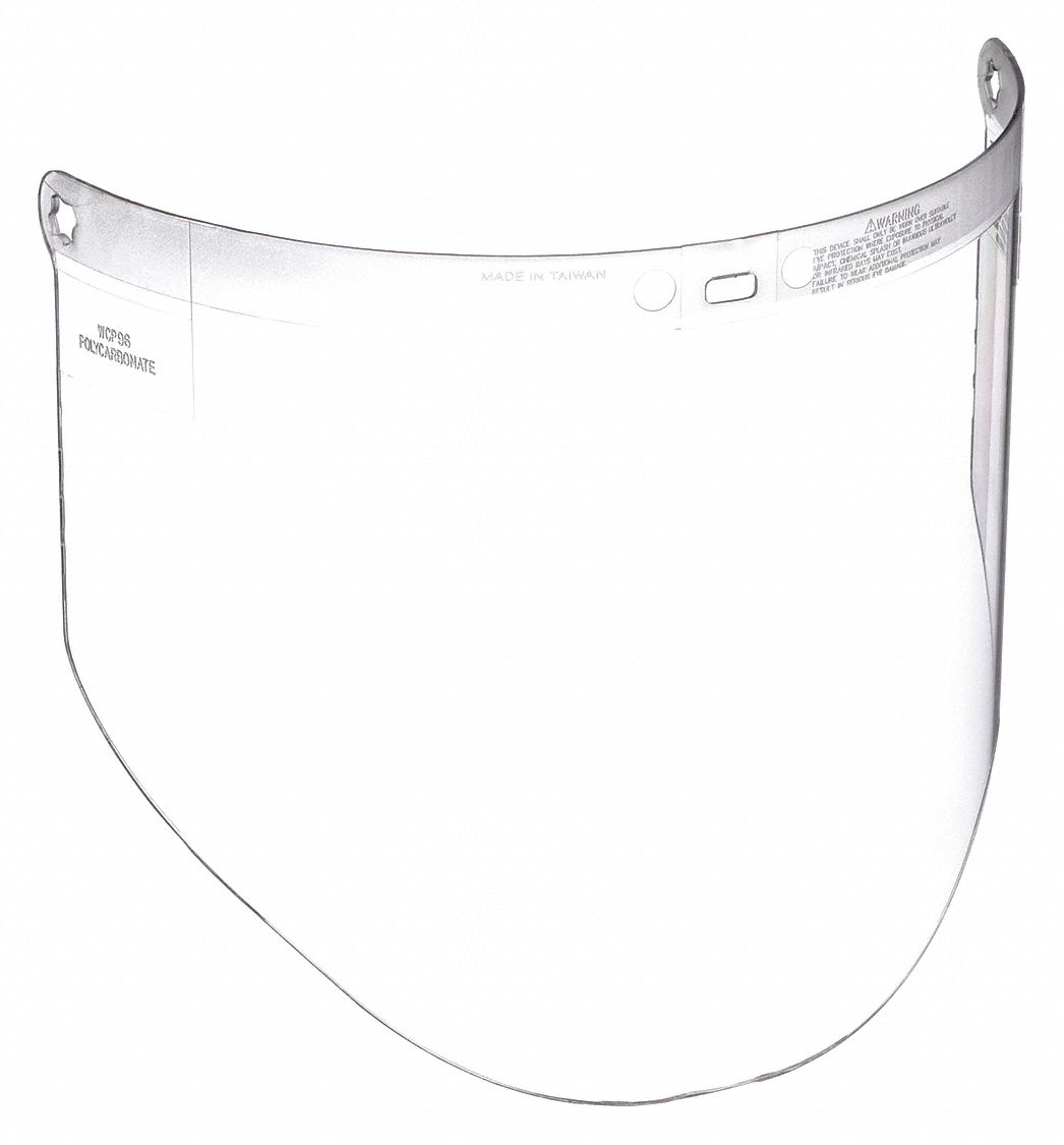 FACESHIELD VISOR, MOLDED, CLEAR, ANTI-FOG, ANTI-SCRATCH, PC, 14½ X 9 X 0.08 IN