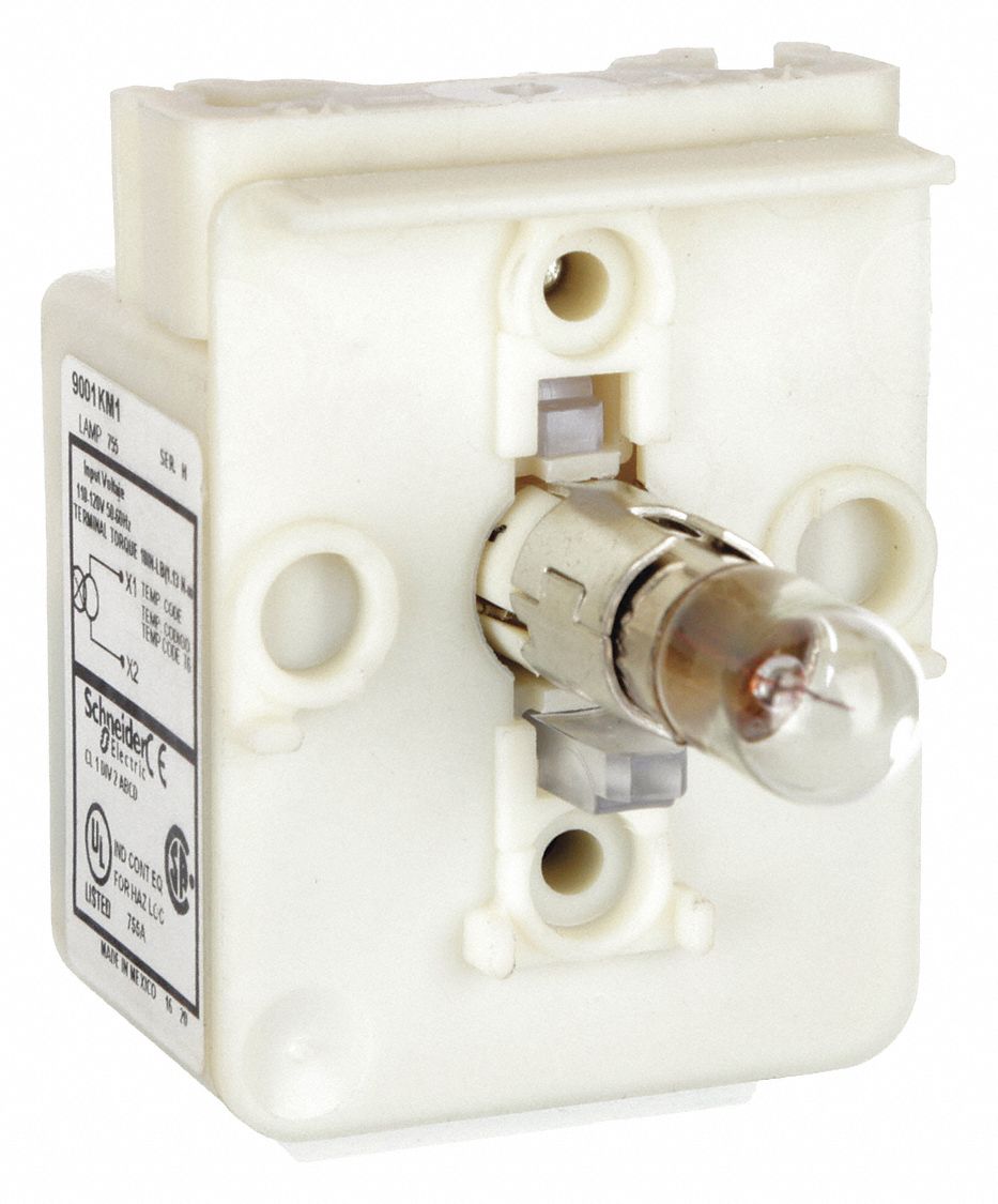 SCHNEIDER ELECTRIC Lamp Module With Bulb: Clear, 120V AC/DC, Incandescent,  6V AC/DC, Screw Clamp