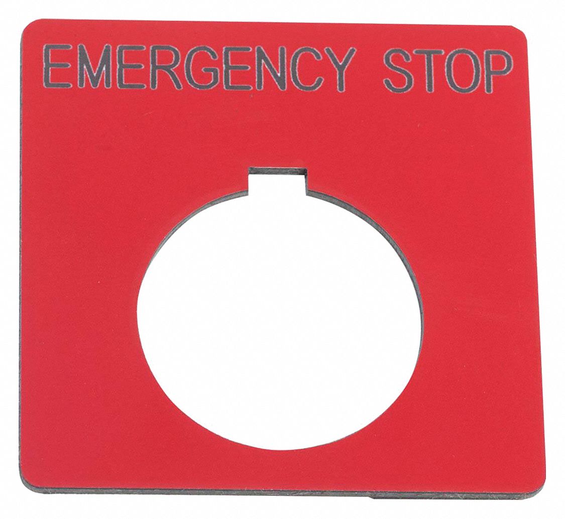 Legend Plate: 30 mm Panel Mounting Size, Square, 2 1/4 in Overall Ht x 2 1/4 in Overall Wd