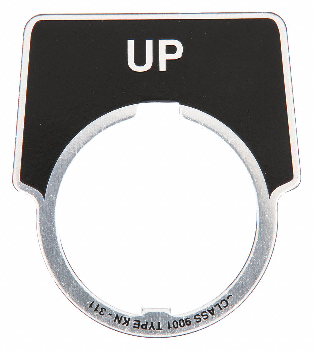 Legend Plate: 30 mm Panel Mounting Size, Half-Round, 2 in Overall Ht x 1 3/4 in Overall Wd