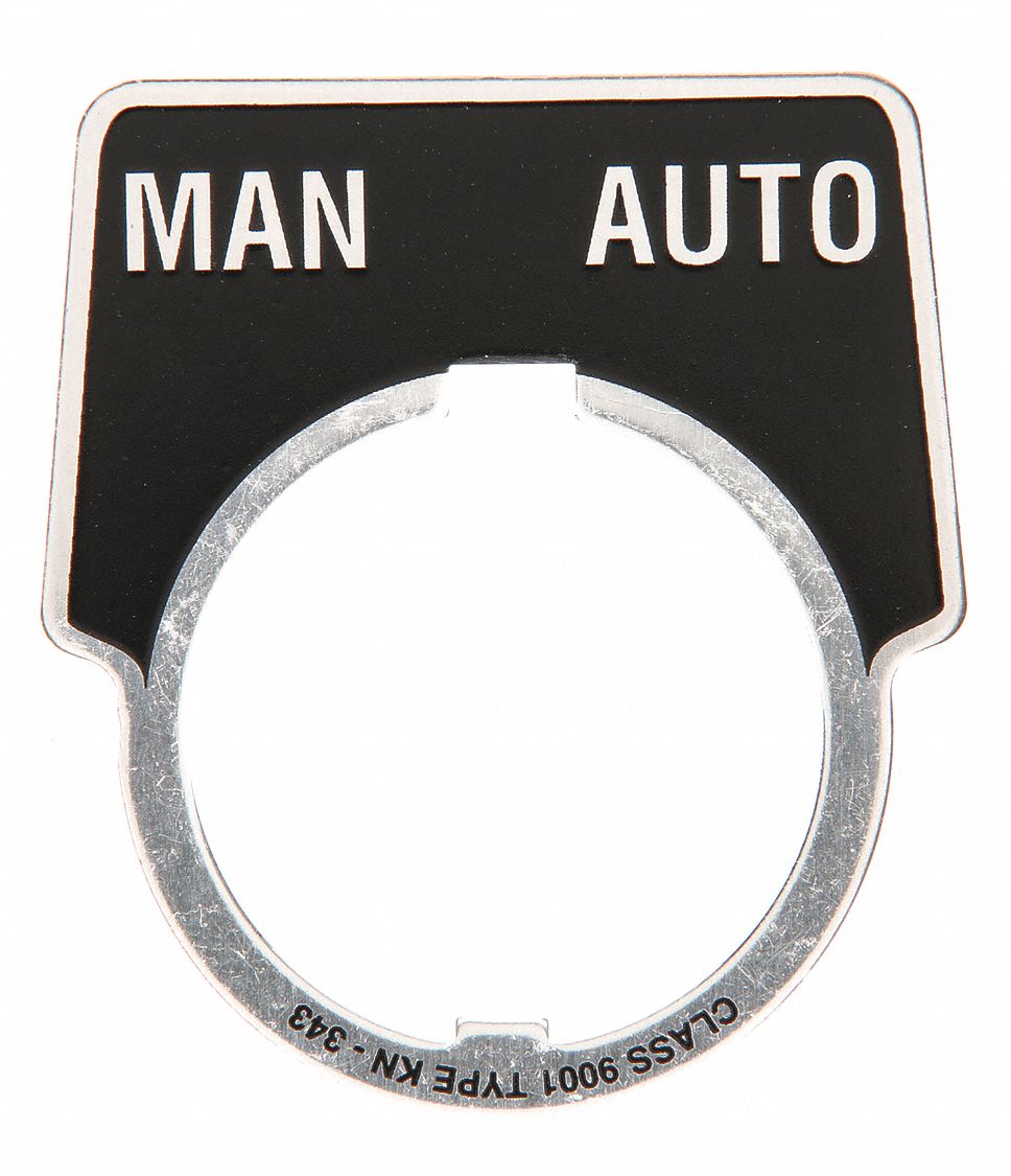 Legend Plate: 30 mm Panel Mounting Size, Half-Round, 2 in Overall Ht x 1 3/4 in Overall Wd