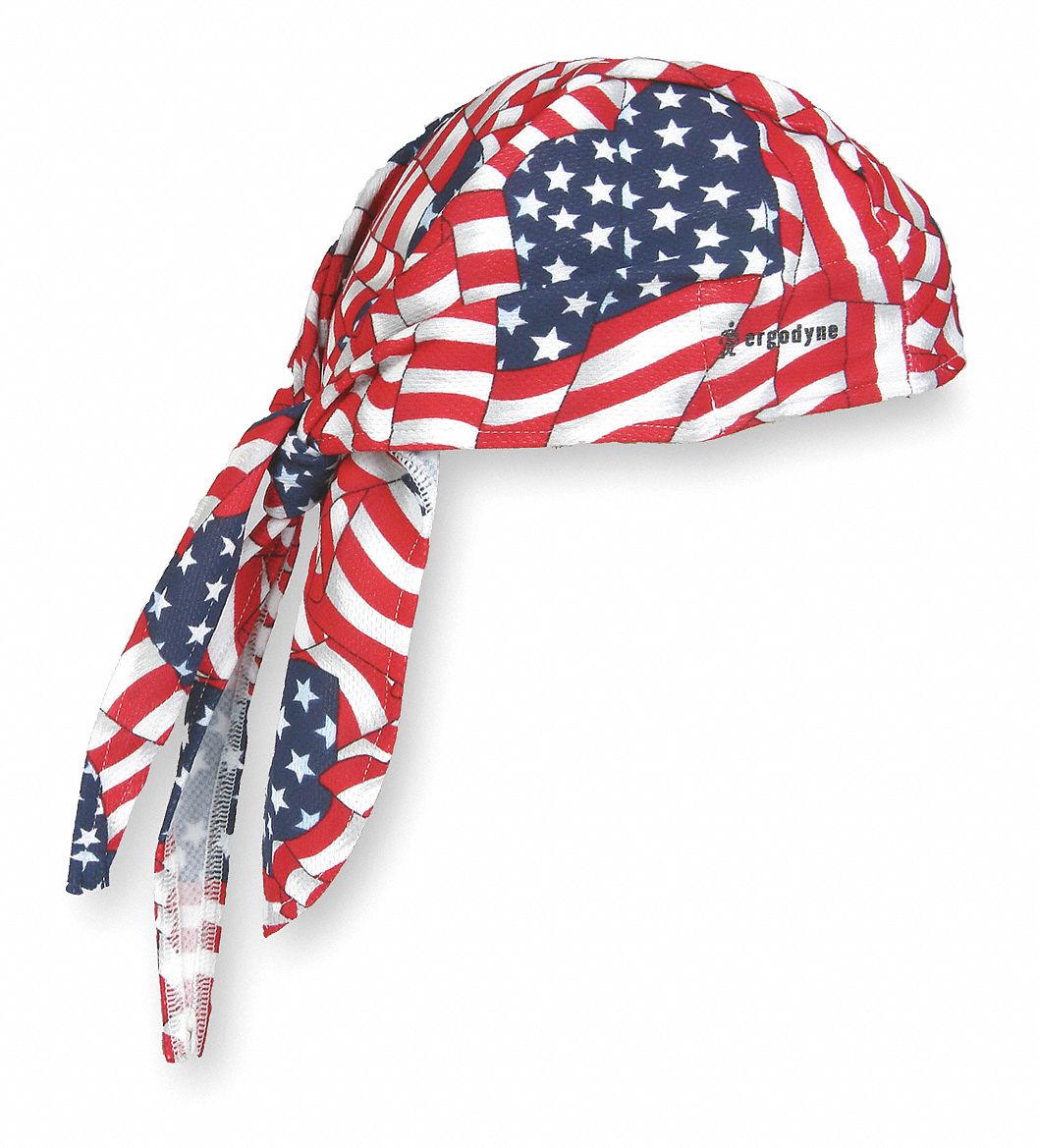 CHILL-ITS BY ERGODYNE Dew Rag, Terrycloth, Red, White and Blue