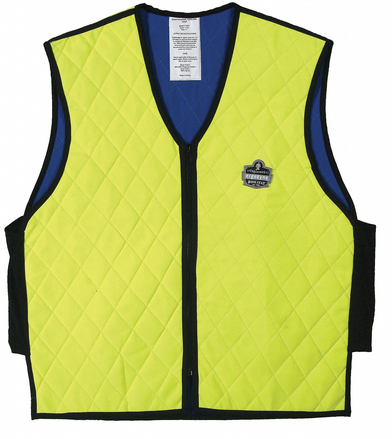 COOLING VEST, GREEN, SIZE 2XL, NYLON, EVAPORATIVE, UP TO 4 HR, ZIPPER