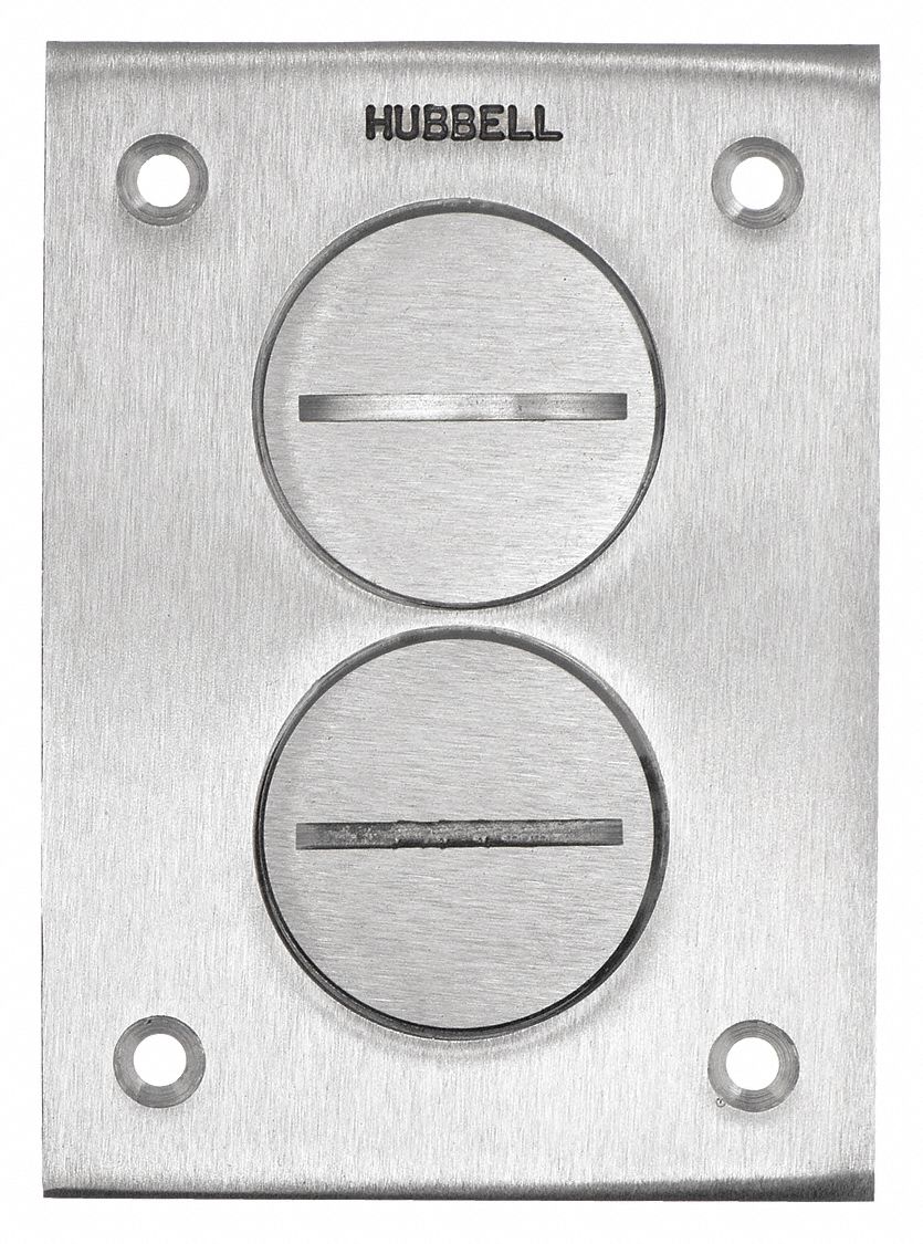 Floor Box Cover: Rectangular, Silver, Aluminum, Brushed