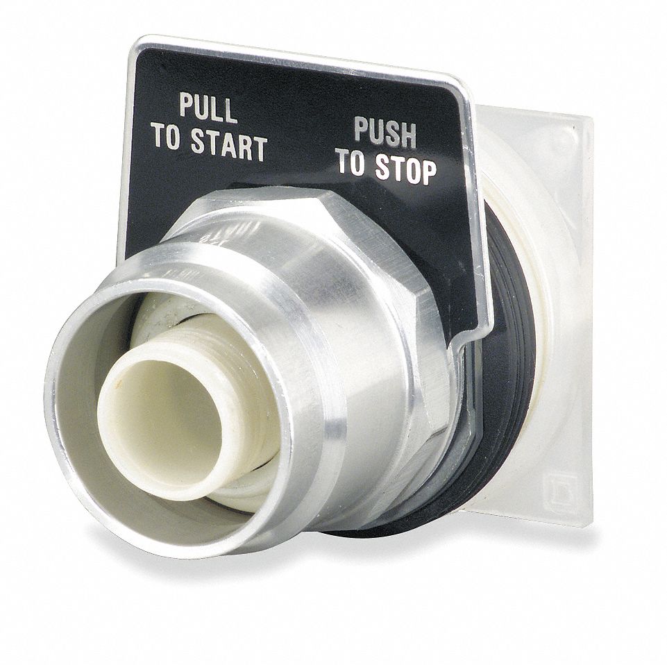 Mushroom Head Push Button: 30 mm Mounting Size, Metallic, Momentary