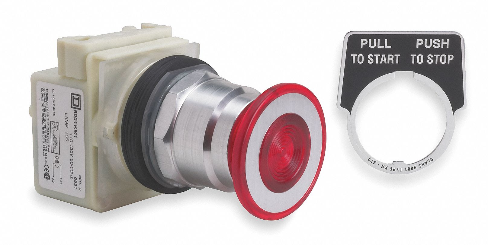Mushroom Head Push Button Red LED 30mm