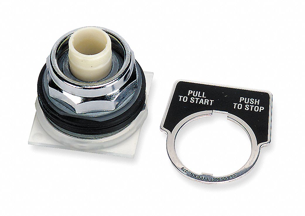 Mushroom Head Push Button: 30 mm Mounting Size, Metallic, Maintained