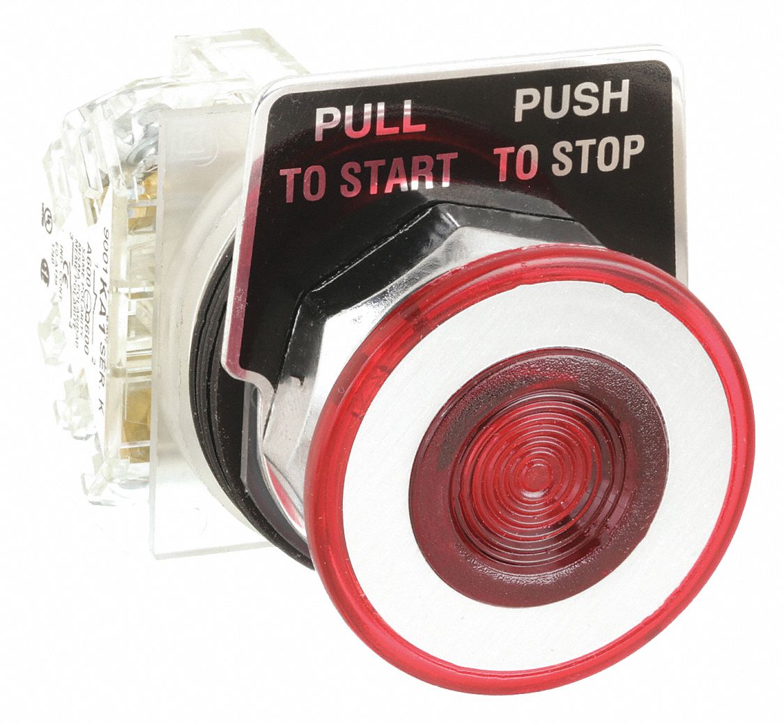 Mushroom Head Push Button: Non-Illuminated, Mushroom Head Profile, Non-Metallic
