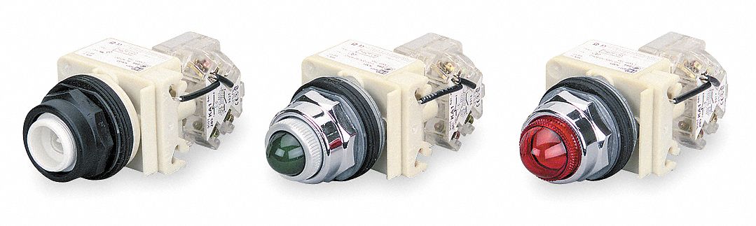 Pilot Light: 30 mm Panel Mounting Size, Red, Incandescent, 9001K Series