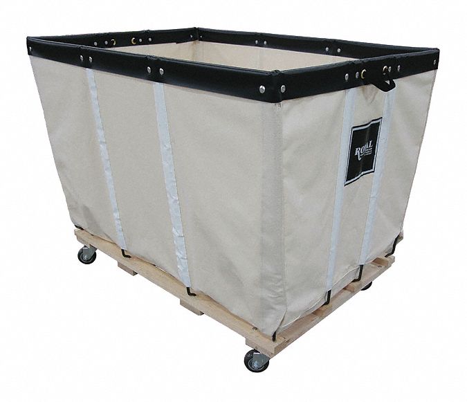 PERMANENT CANVAS LINER BASKET TRUCK, 39.1 CU FT CAPACITY, WHITE, WOOD, HEAVY DUTY