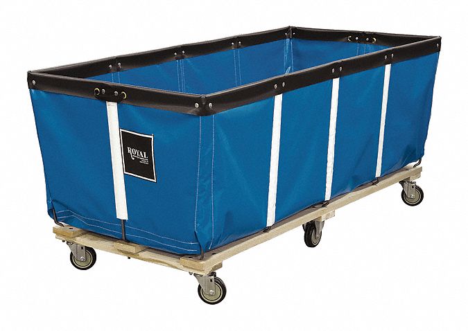 Permanent Vinyl Liner Basket Truck: 25.6 cu ft Cubic Foot Capacity, Blue, Wood