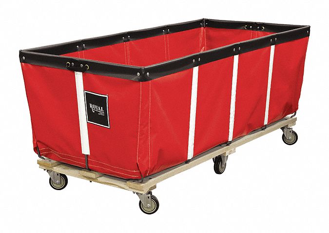 Permanent Vinyl Liner Basket Truck: 25.6 cu ft Cubic Foot Capacity, Red, Wood