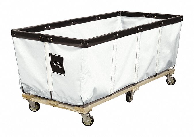 Permanent Vinyl Liner Basket Truck: 25.6 cu ft Cubic Foot Capacity, White, Wood