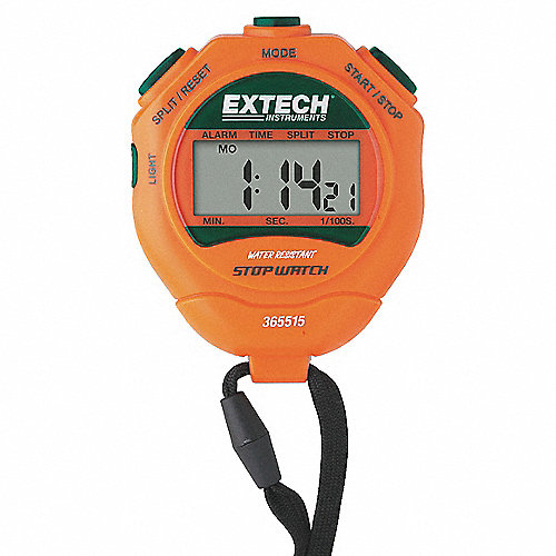 EXTECH Cronómetro Digital con Intervalo de Tiempo Máx. Cuenta Hasta 23 hr.,  59 min., 59 seg. Precisión: +/- 3 seg. por Día, LCD Retroiluminada -  Cronómetros - 2ENF5
