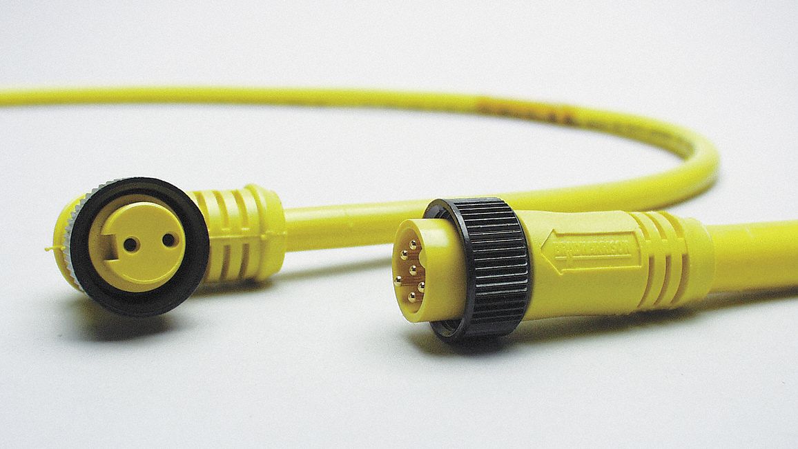 Cordset: 7/8-16 Female Straight x Bare Wire, 6 Pins, Yellow, PVC, 6 ft  Cable Lg, 16 AWG Wire Size