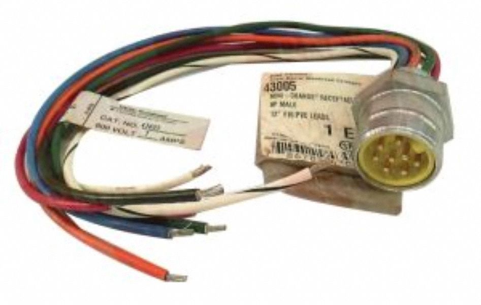 Cordset: 1"-16 Male Straight x Bare Wire, 8 Pins, Yellow, PVC, 1 ft Cable Lg, 7 A Max Current (A)