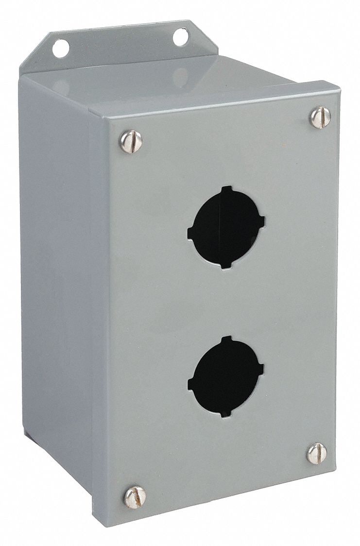 PUSH BUTTON ENCLOSURE, 30 MM, 2 HOLES, CARBON STEEL, NEMA 13/3