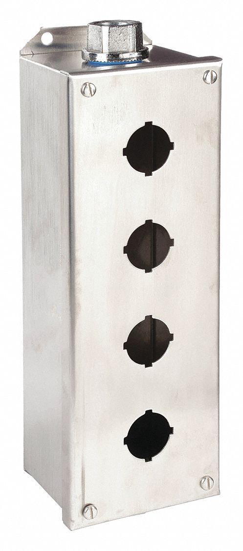 PUSH BUTTON ENCLOSURE, 30 MM, 4 HOLES, 304 STAINLESS STEEL, NEMA 1/12/3/4/4X