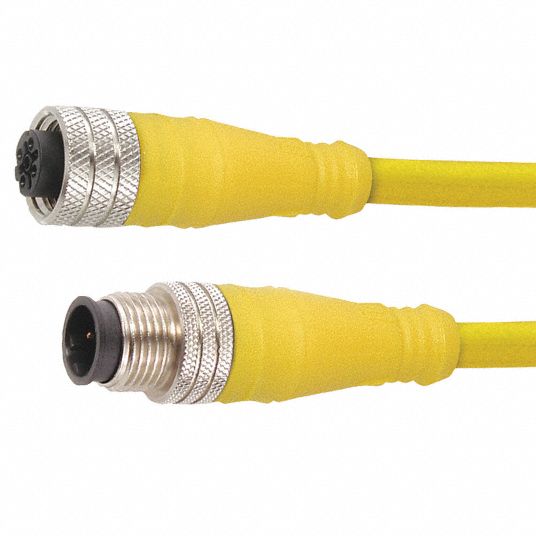 Brad Harrison Extension Cordset M12 Male Straight X M12 Female Straight 4 Pins Yellow Pvc 5