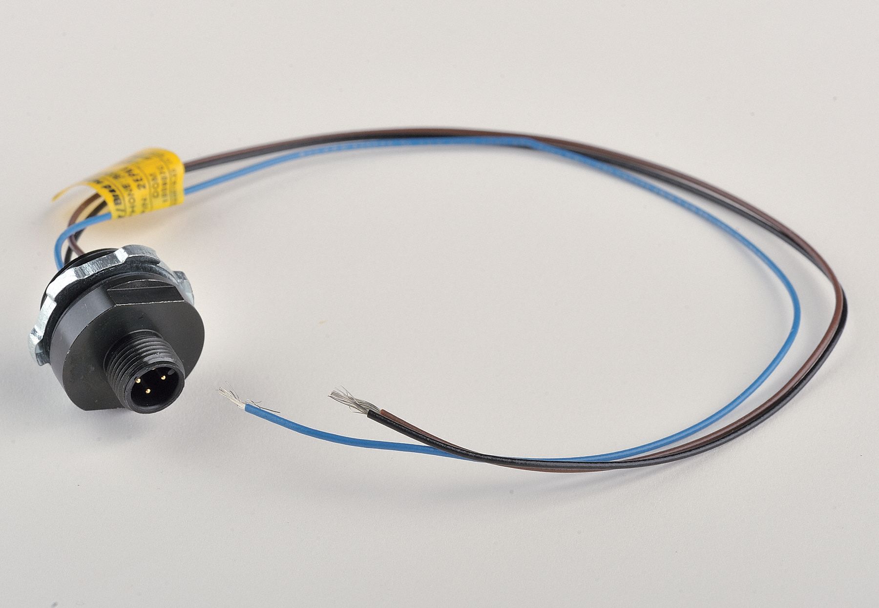 External Thread Receptacle: 120070, 1/2"-14 Mounting Thread Size, 1 ft Wire Lg, 3 Pins