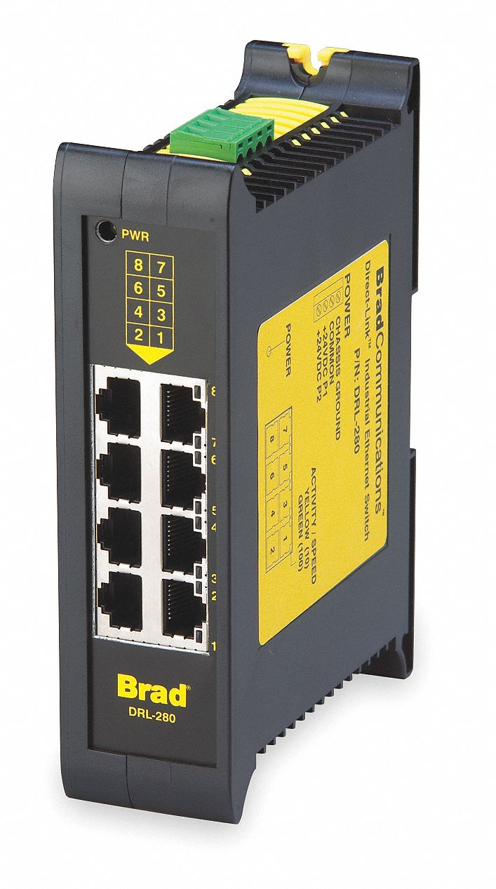 10 to 30V DC Unmanaged Ethernet Switch with 8 Ports - Grainger