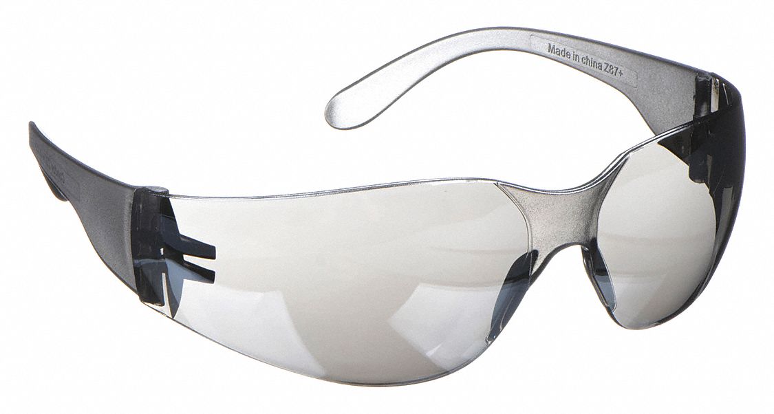 LUNETTES DE SÉCURITÉ, SANS MONTURE, ENVELOPPANTES, PC, ANTIRAYURES, GRIS GIVRÉ/MIROIR ARGENTÉ, UV