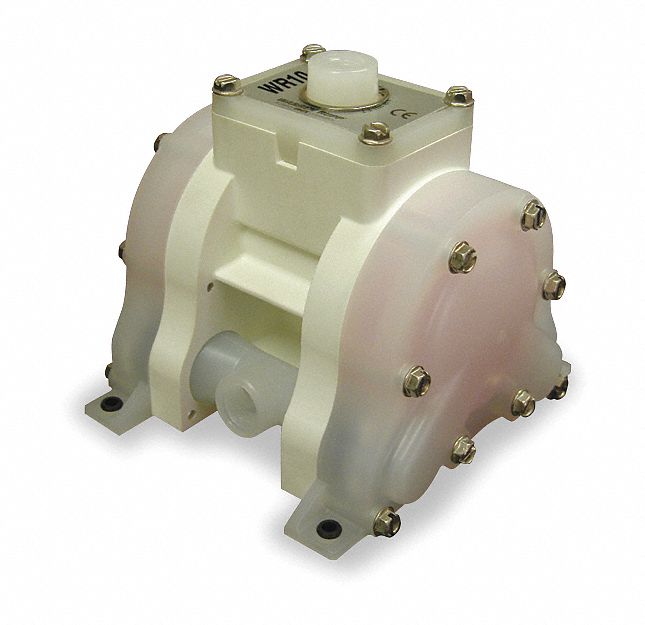 Double Diaphragm Pump: 3/8 in Inlet/Outlet Size, NPT Connection, 5 gpm Max. Flow