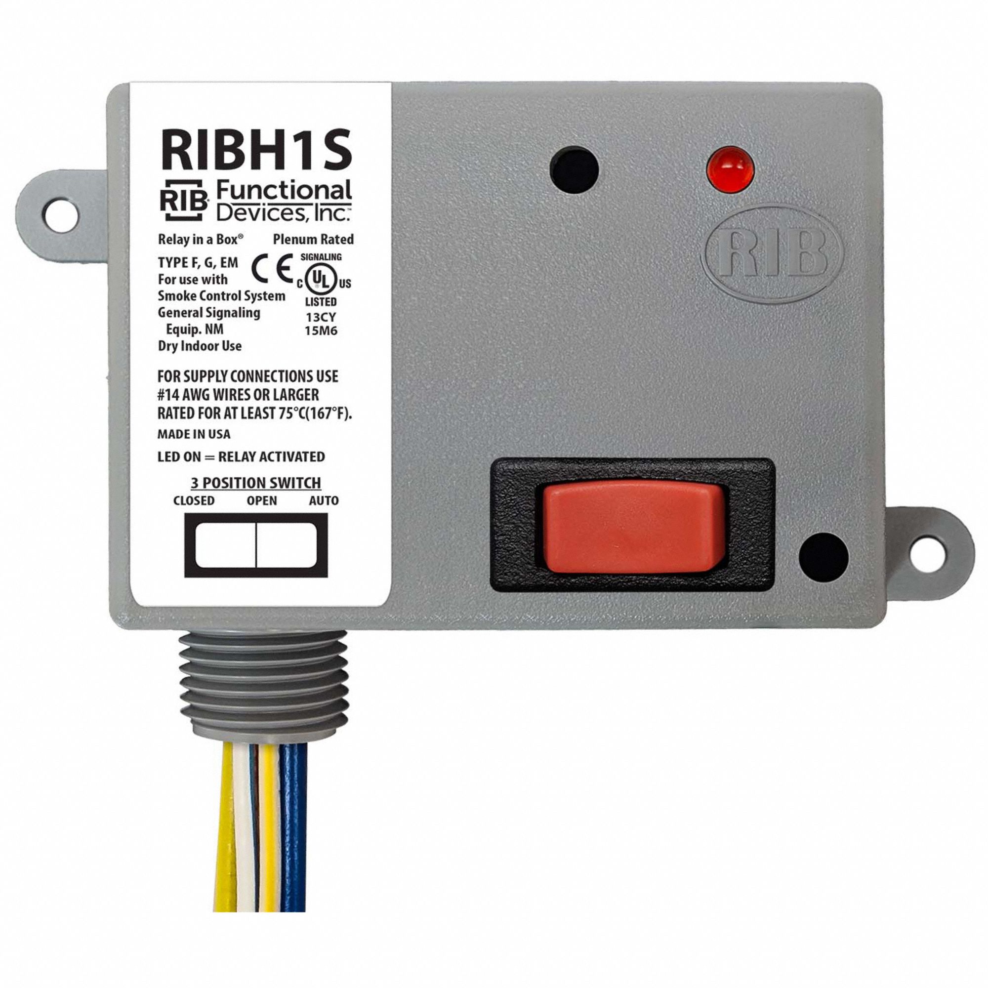 ENCLOSED PRE-WIRED RELAY, 10 A RATING, 277V AC, SPST-NO, ½ IN NPT NIPPLE