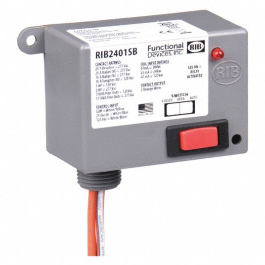FUNCTIONAL DEVICES INC / RIB, 120V AC/24V AC/DC, 20A 277V, Enclosed PreWired Relay 2ETA7
