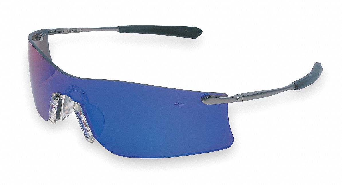 SafetyGlasses DarkGrn MirroRd Blk/Silver