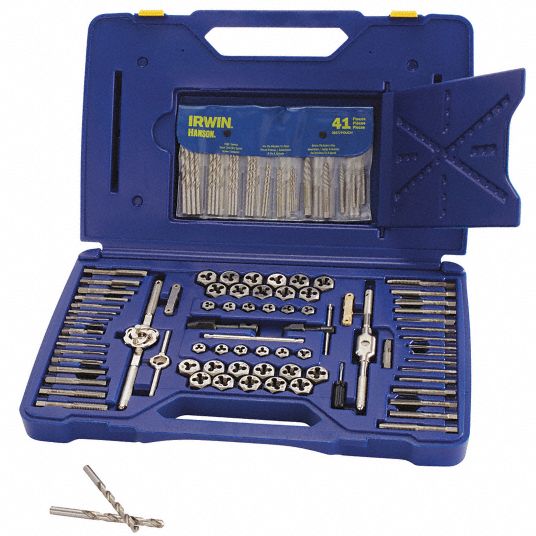 IRWIN HANSON Drill Bit, Tap, and Die Set 117 Pieces, 36 Drills, 34