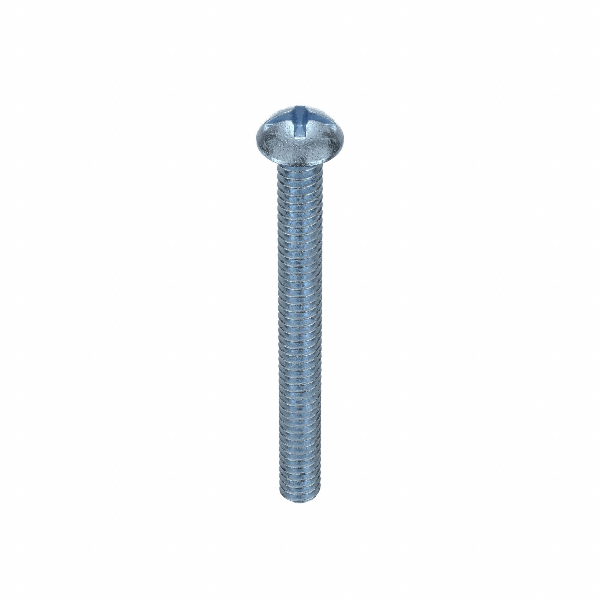 Machine Screw, 10-24 x 2"L, ZnPld, 100PK