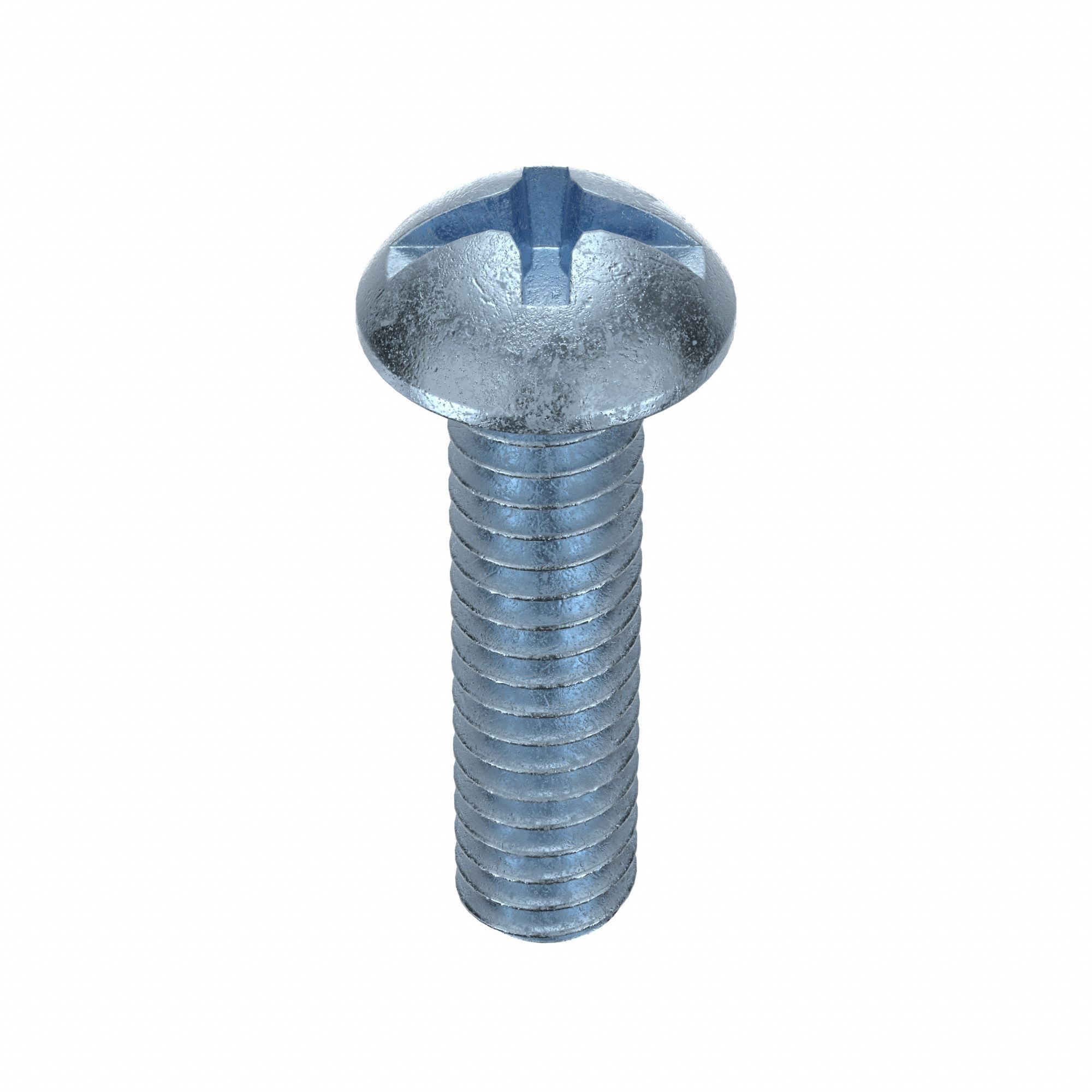 Machine Screw: 1/4"-20 Thread Size, 1 in Lg, Steel, Zinc-Plated, Round, Machine Screw, 100 PK