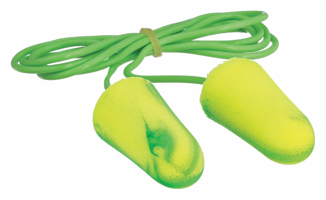 EARPLUGS, DISPOSABLE, FOAM/PLASTIC, MEDIUM, BULLET, 33DB, CORDED, ROLL-DOWN, 100PR