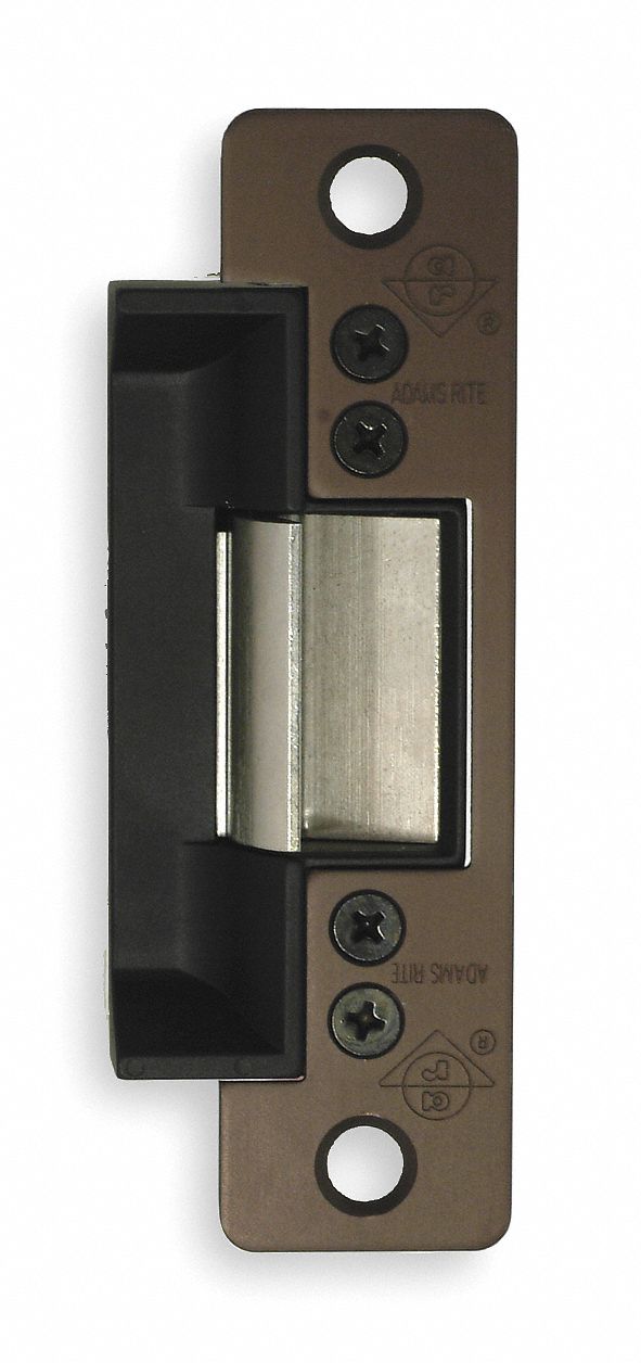 Electric Door Strike: 1 1/4 in Wd, 4 7/8 in Ht, Cylindrical, Bronze