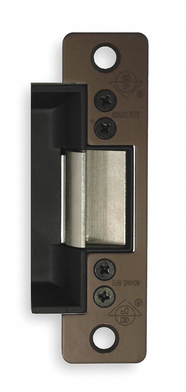Electric Door Strike: 1 1/4 in Wd, 4 7/8 in Ht, Cylindrical, Bronze