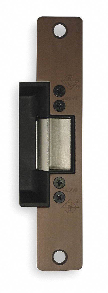 Electric Door Strike: 1 1/4 in Wd, 6 7/8 in Ht, Cylindrical, Bronze
