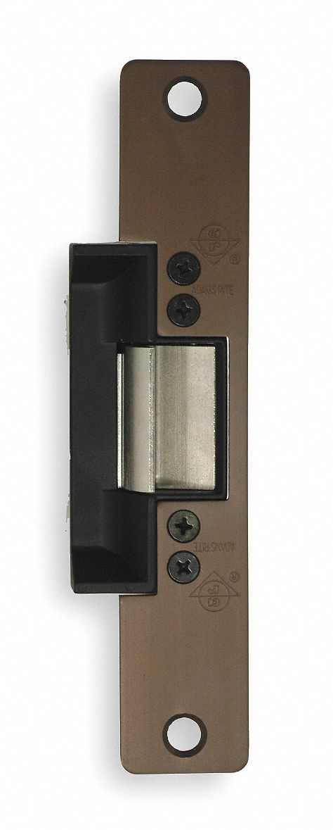Electric Door Strike: 1 1/4 in Wd, 6 7/8 in Ht, Cylindrical, Bronze