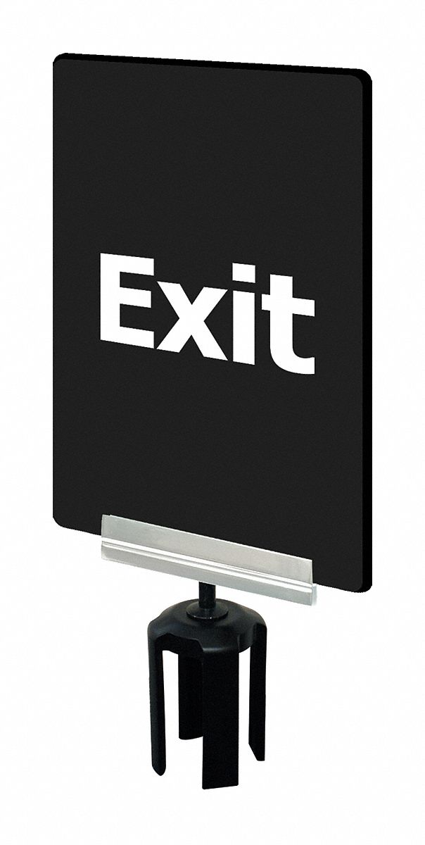 Vertical Acrylic Sign: Black, Exit Message, 11 in Overall Lg