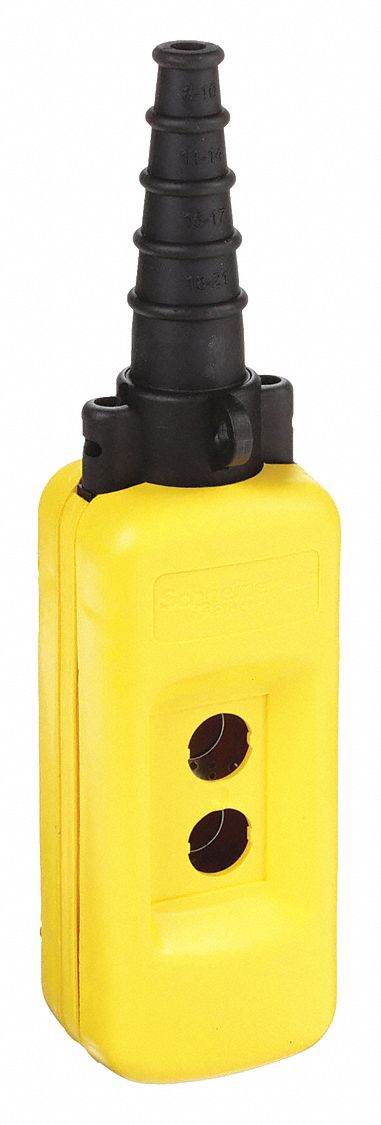 Pendant Enclosure: 2 Holes, 22 mm Operator Size, Rubber Sleeve Cable Entry Type