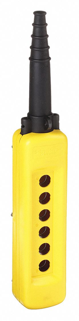 Pendant Enclosure: 6 Holes, 22 mm Operator Size, Rubber Sleeve Cable Entry Type
