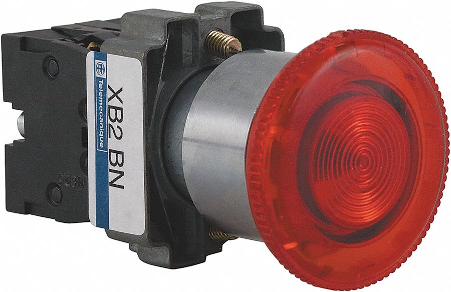 BOUTON-POUSSOIR NON LUMINEUX, M&Eacute;TAL, 22 MM, ROUGE