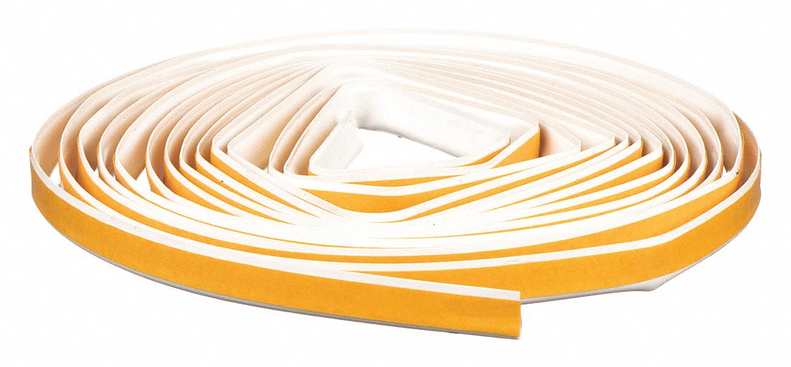 Seal: Bulb, Self-Adhesive Mounting, Std, Silicone, 18 ft Overall Lg, 1/2 in Overall Wd, White