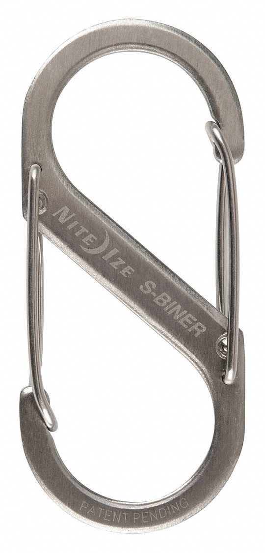 NITE IZE Double Gated Carabiner Clip 2 5/8 in, Stainless Steel, Silver