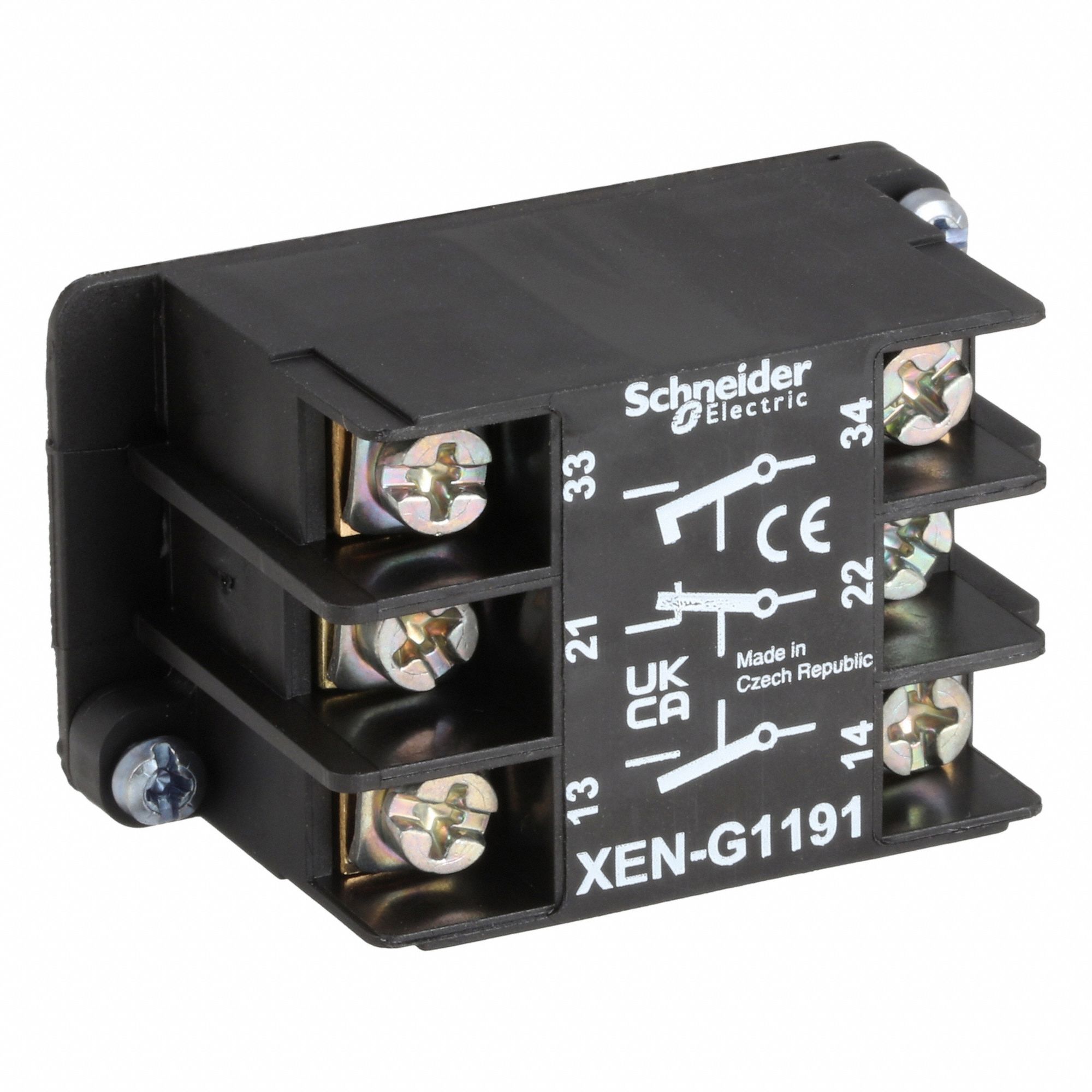 Contact Block: 22 mm Panel Mounting Size, 2NO/1NC, Momentary/Make Before Break