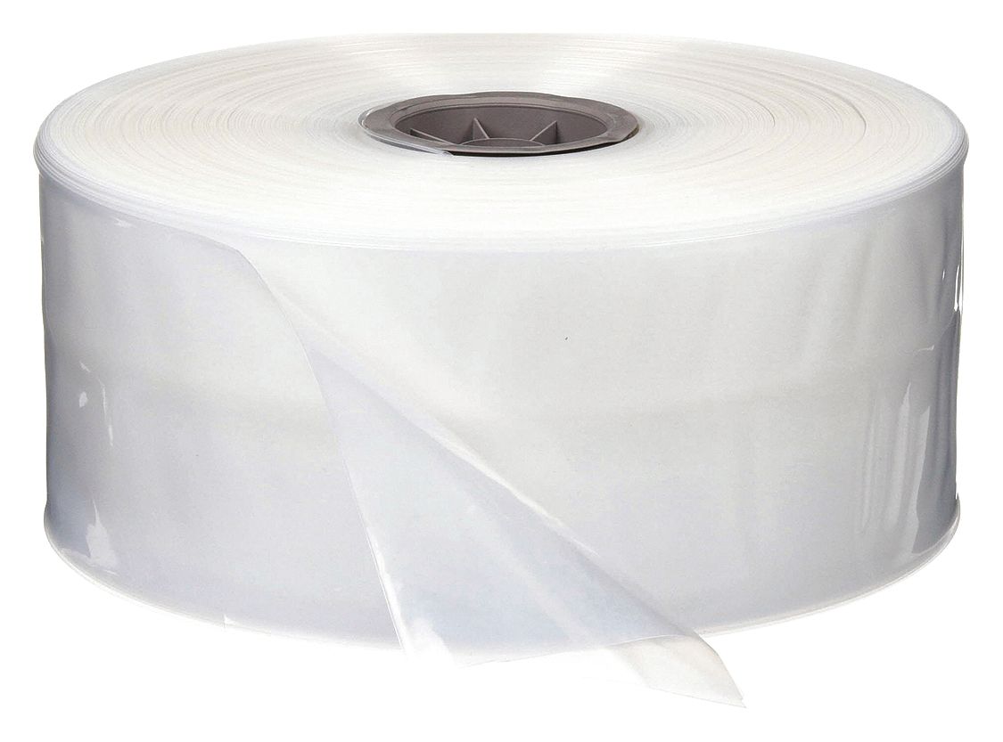 POLY TUBING, 8 IN W, 1,075 FT ROLL L, 3 IN CORE DIAMETER, 4 MIL THICK