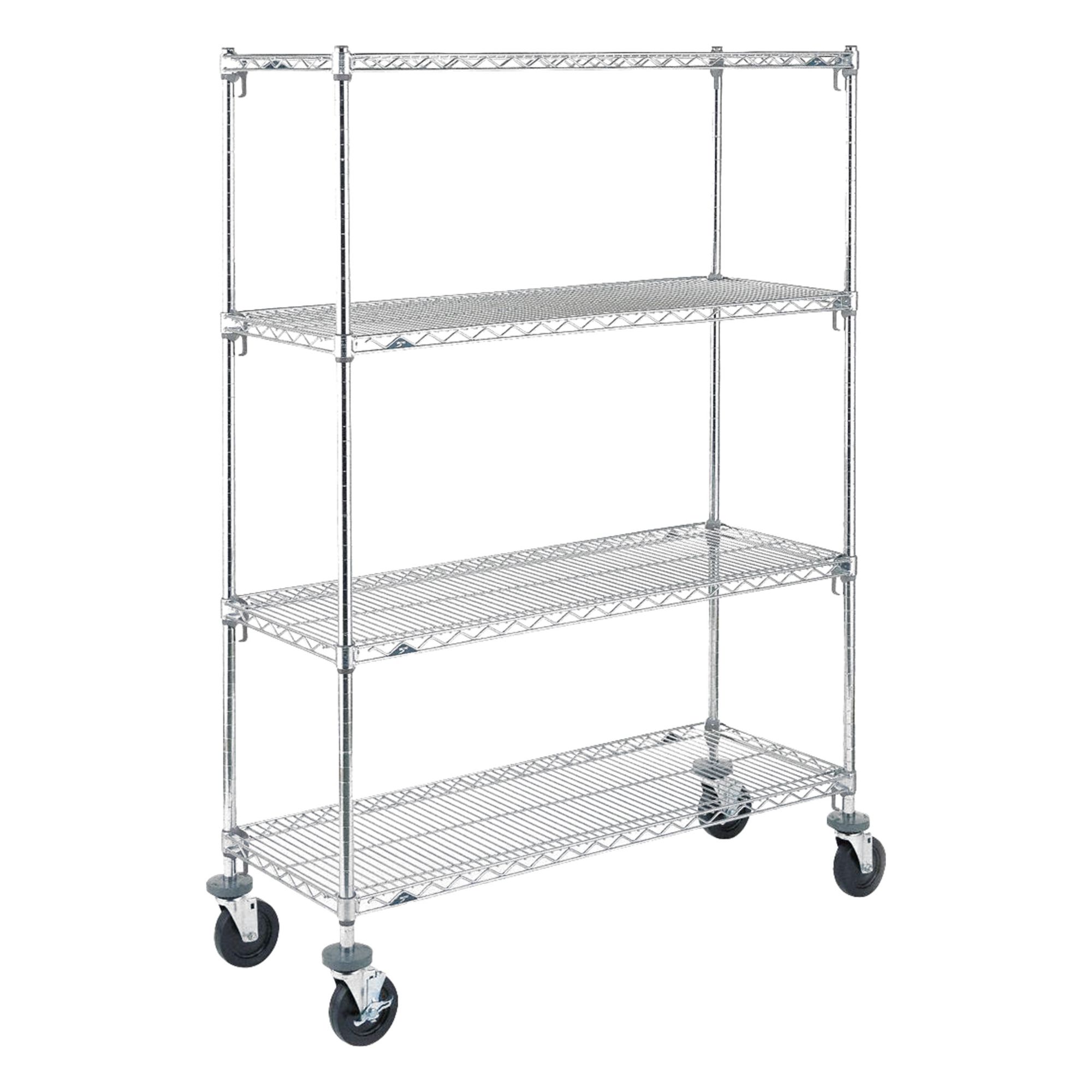 Wire Shelving Unit: 48 in x 24 in x 67 7/8 in, Dry, Quick-Adjust, 4 Shelves, Silver