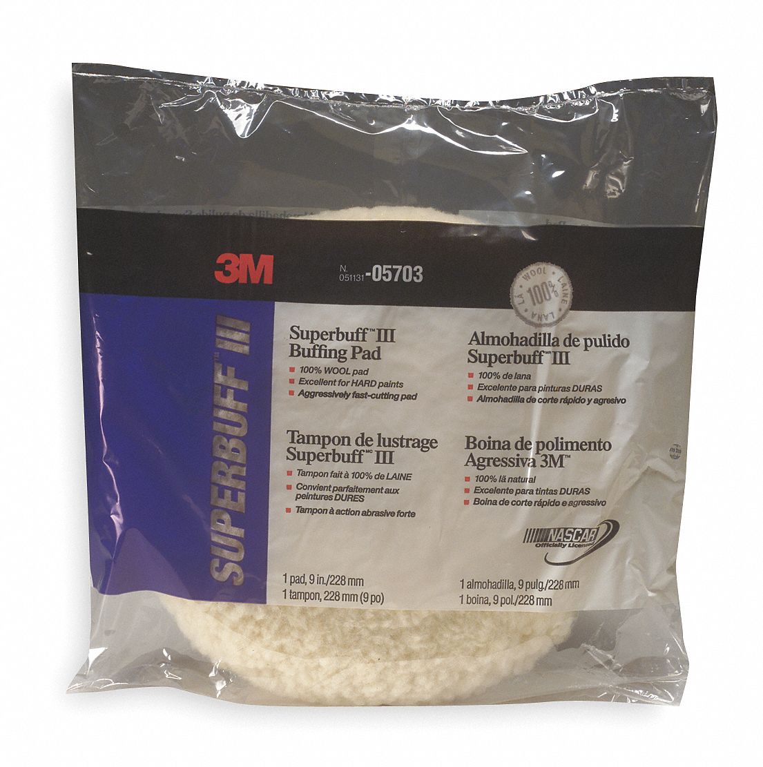 3M Compound Pad, Double Sided 9 in, Wool 2EXY205703 Grainger