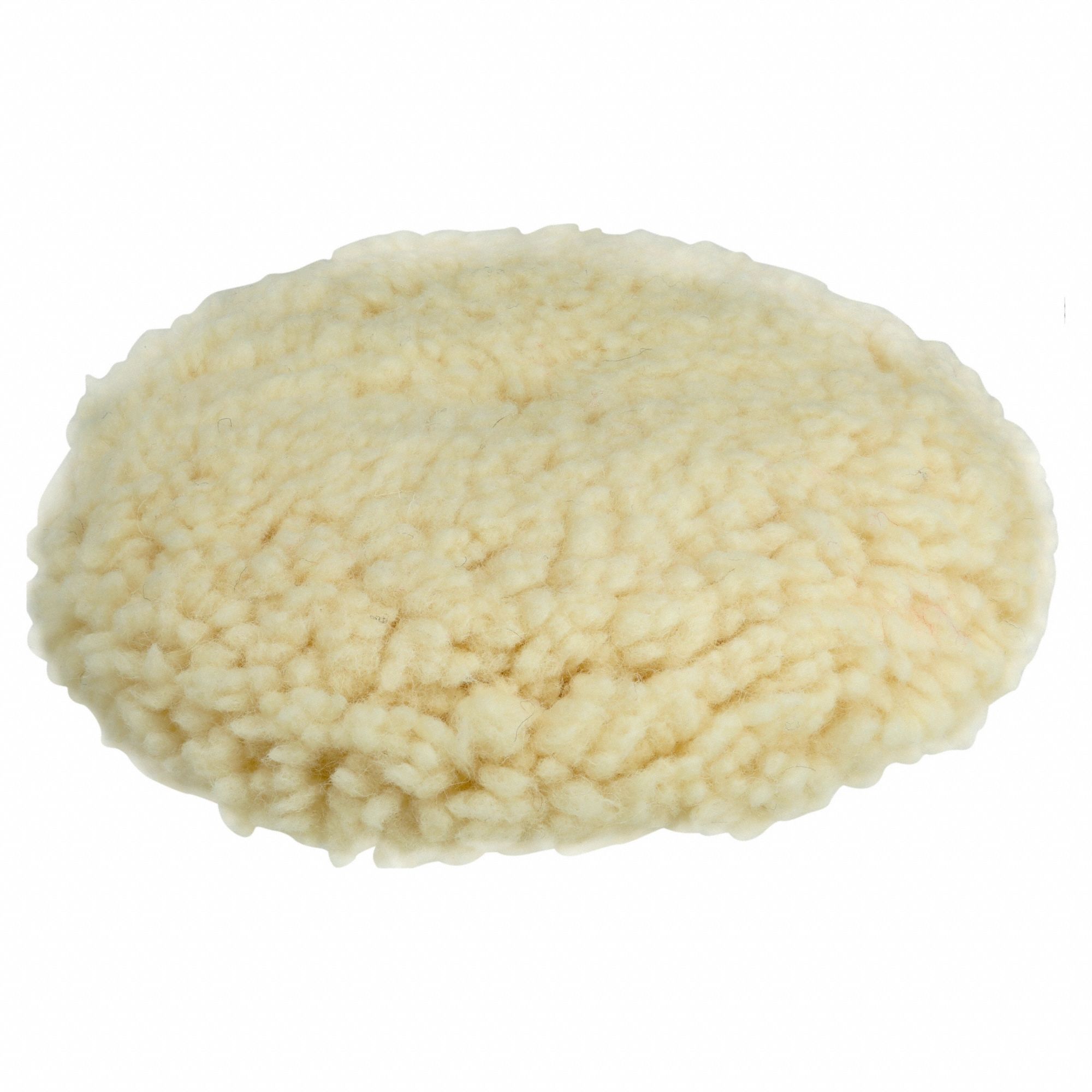 Compound Pad: Pad, Unthreaded Center Hole, Wool, 9 in Outside Dia, White, 2, 000 RPM Max Speed
